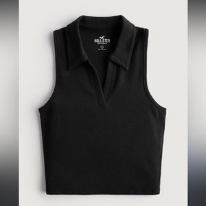 Hollister Black Sleeveless Polo Tank Top